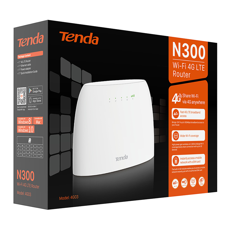 Bộ phát wifi sử dụng sim 4G Router 4G03 Tenda hàng chính hãng