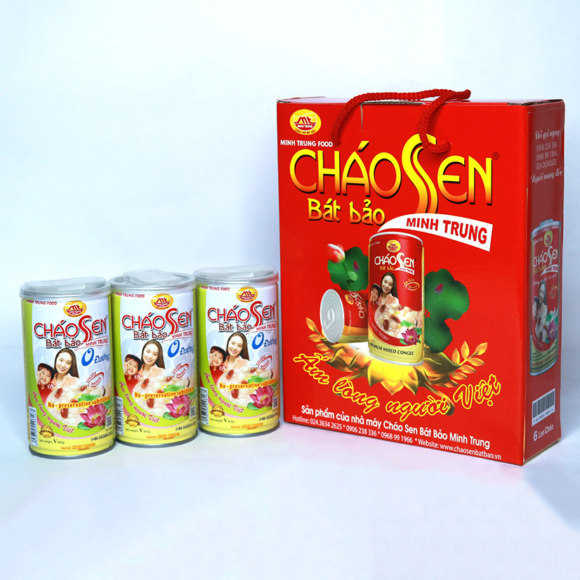 Cháo sen bát bảo không đường Minh Trung combo 6 lon - CSBB 0 đường - 6