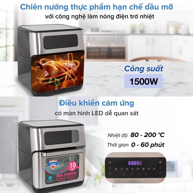 Nồi Chiên Không Dầu Hawonkoo AFH-101, Dung Tích 10Lit - 5 Phụ Kiện Nướng Đa Năng, Hàng Chính Hãng