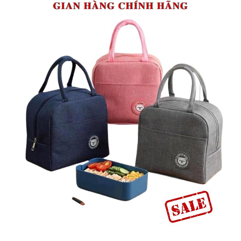 Túi Vải Giữ Nhiệt Họa Tiết Trơn Lịch Sự, Đựng Hộp Cơm Văn Phòng, Thức Ăn Vặt Tiện Lợi