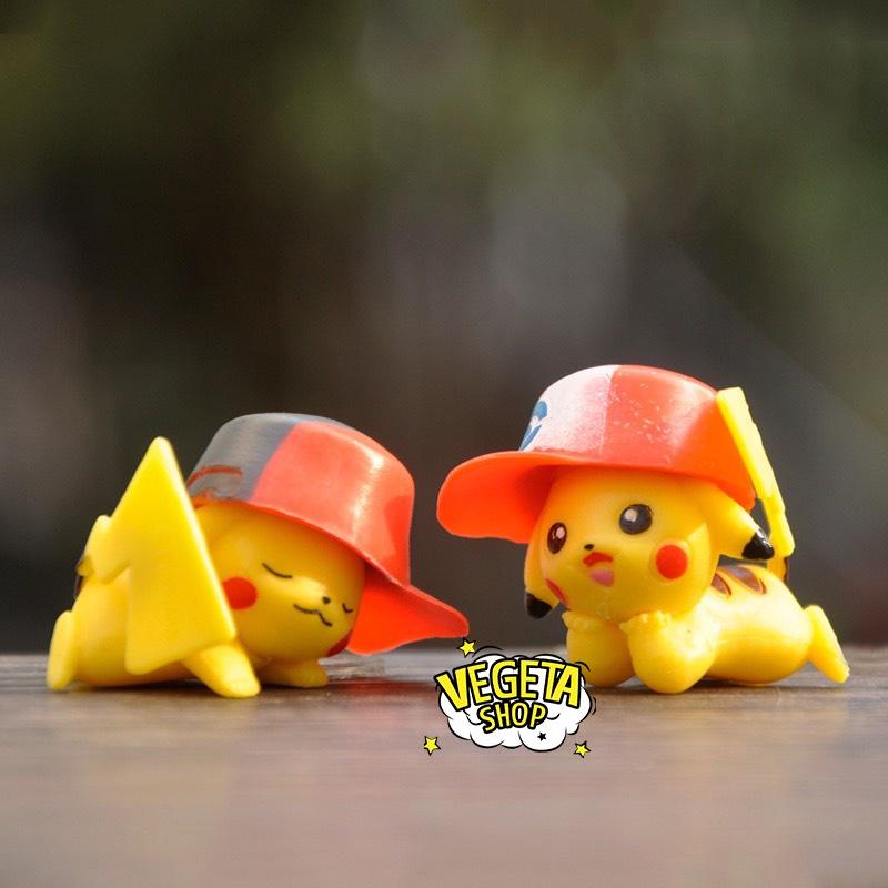 Mô hình Pikachu - Trọn bộ 6 mô hình Pikachu đội mũ cực dễ thương - Cao khoảng 3~5cm