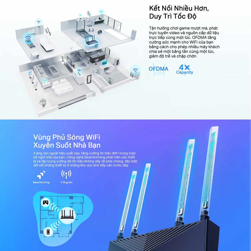 [Wifi thế hệ mới] Bộ Phát Router Wifi TP-Link Archer AX23 Wifi 6 Chuẩn AX1800 - Hàng Chính Hãng