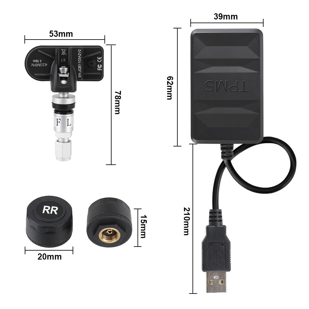 Hệ thống cảm biến áp suất bánh xe bên trong USB TPMS cho xe hơi