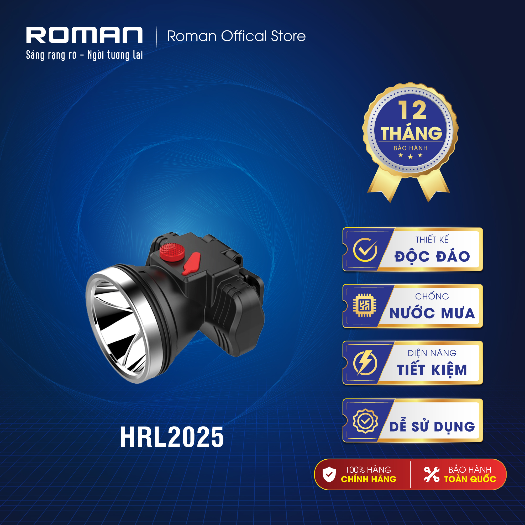 Đèn sạc đội đầu siêu sáng chính hãng Roman ELE2025