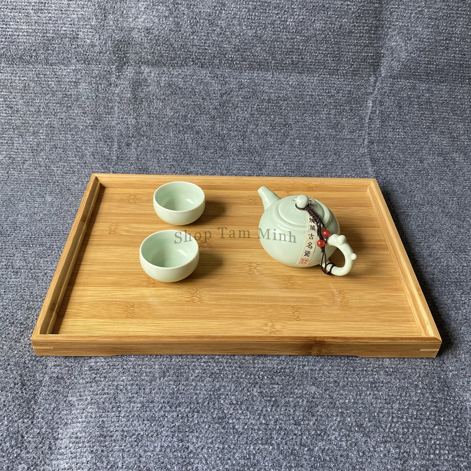 Khay Trà Tre hình chữ nhật Kích thước 37*26*2,5cm, làm bằng Gỗ Tre bền, sáng đẹp - Khay đựng Bánh Kẹo, Hoa Quả