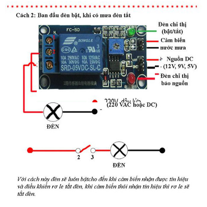 Mạch công tắc cảm biến mưa 5V