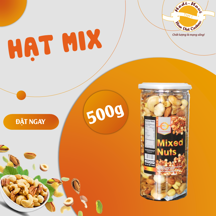 Hũ mix 5 loại hạt dinh dưỡng sạch cao cấp, ăn kiêng, giảm cân vị tự nhiên 500g