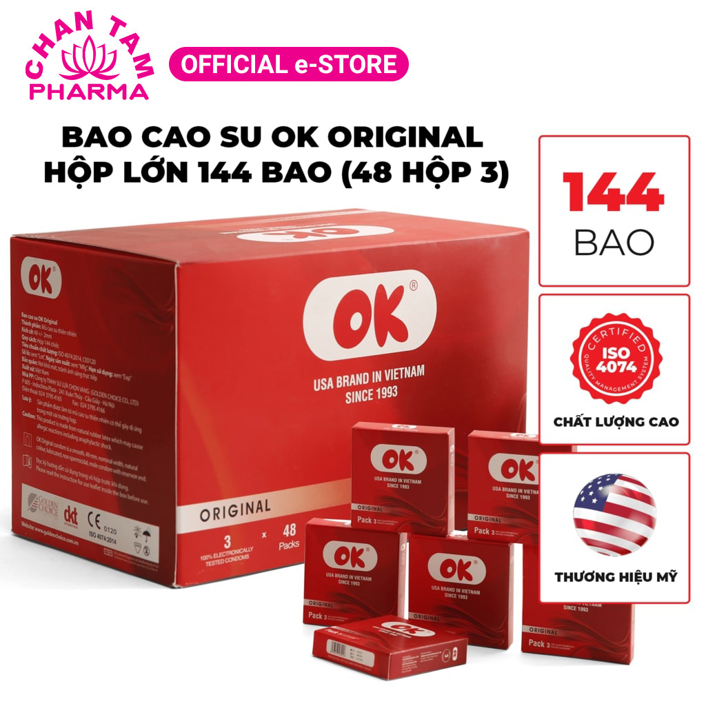 Bao cao su OK không mùi original – hộp 144 cái
