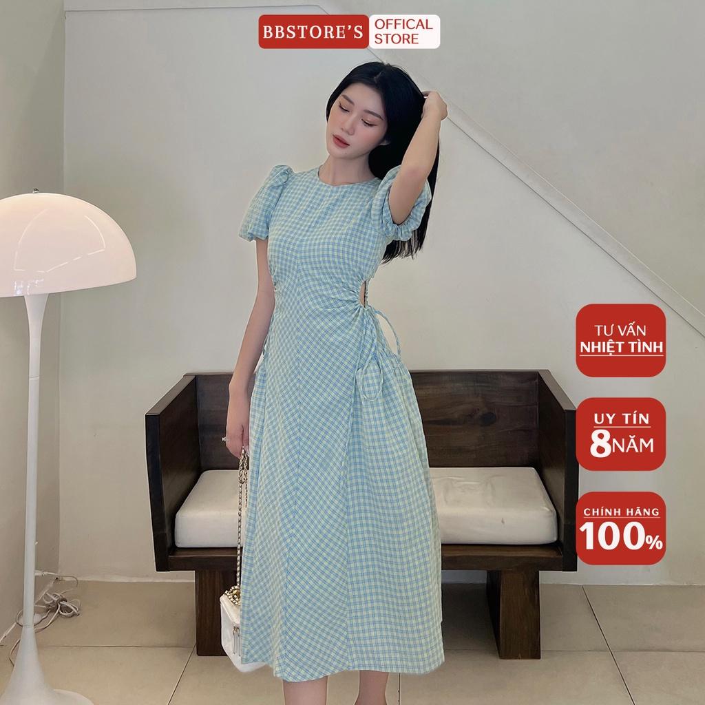 BBSTORE'S Đầm Xòe Caro Tay Phồng Thời Trang Đi Làm Đi Tiệc Cực Xinh -D1167