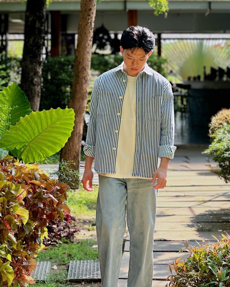 Áo sơ mi jean sọc tay dài nam.Loose - RT 10S25DSH007 | ROUTINE CÀ MAU