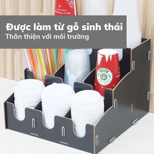 Khay kệ đựng cốc 9 lỗ bằng gỗ đa năng tiện lợi kệ đựng úp cốc ly nhựa an toàn thông minh cho quán cafe bảo hành 1 đổi 1