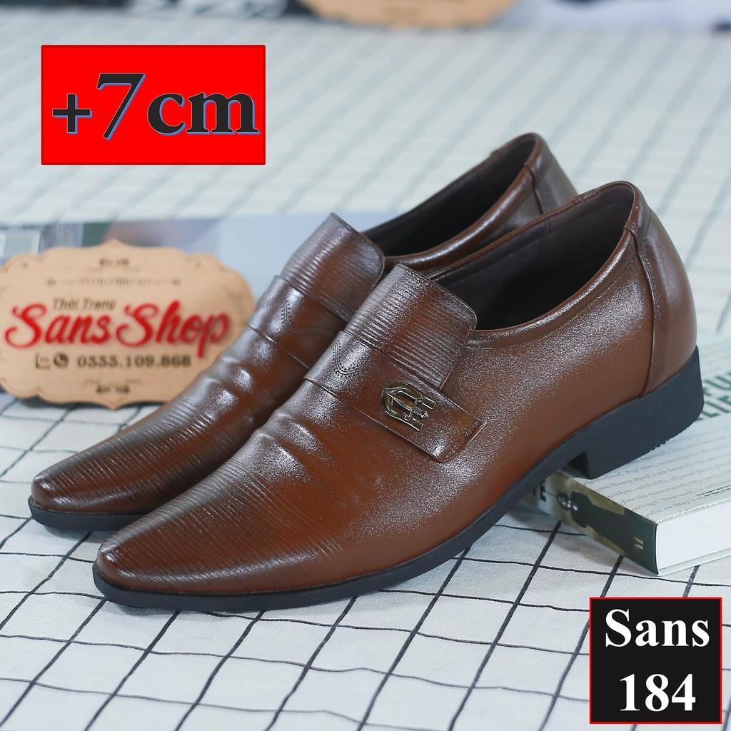 Giầy Tăng Chiều Cao Nam 7cm Da Bò - Giày Da Thật Tăng Chiều Cao 7cm Sans184