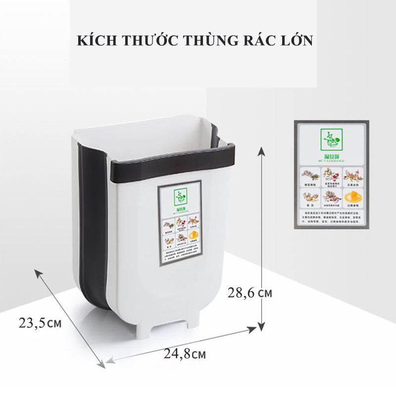 Thùng Rác Kẹp Tủ Nhà Bếp, Gấp Gọn Thông Minh - Nâu - Lớn