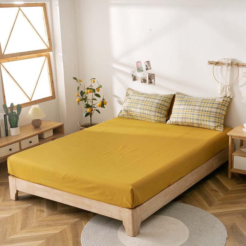 Bộ chăn ga gối cotton tici kẻ LIDACO cao cấp