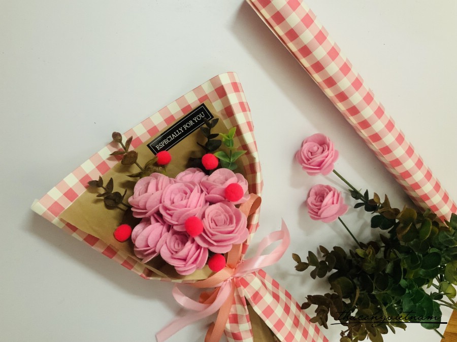 Bó hoa Hồng vải nỉ