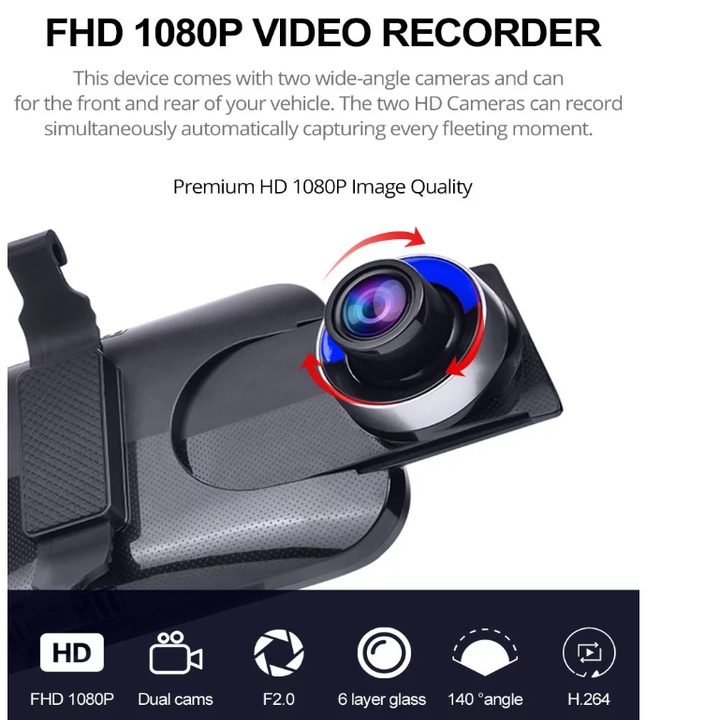 Camera hành trình gương ô tô Phisung Z55, 4G, Wifi, 10 inch- Hàng chính hãng