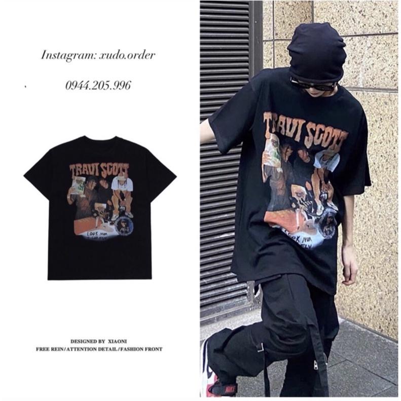 Áo Thun Travis Scott Vải Cotton 100% Phong cách Hip Hop Áo Phông Ulzzang