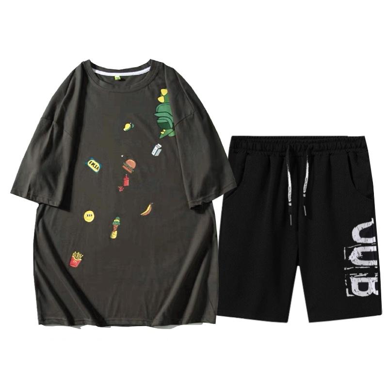 Set Bộ 2 Món Quần Shorts + Áo Thun Nam Nữ Unisex Chất Vải Thun BỘ QUẦN ÁO THỂ THAO BỘ ĐỒ MẶC NHÀ / ĐỒ BỘ NAM NỮ / BỘ ĐỒ NAM NỮ (Khủng Long Ăn Vặt + Uub)