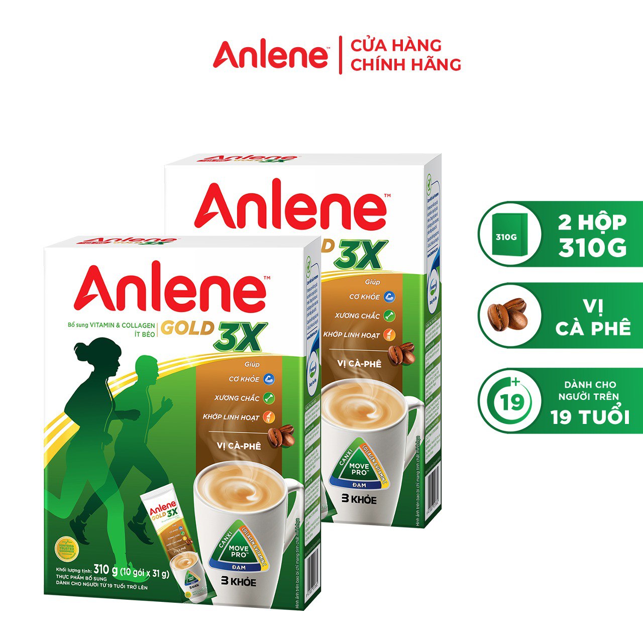 Combo 2 Sữa Bột Anlene Cà Phê Hộp 310g