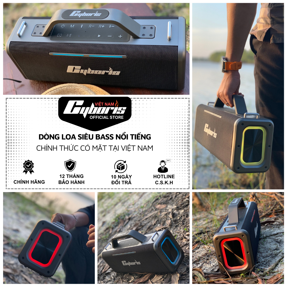Loa Bluetooth Cyboris Battleship X12 Karaoke (Chiến hạm âm thanh), Công suất 200W, Loa siêu Bass, Chống nước IPX5, Pin cực khủng 18000mAh. Hàng Chính Hãng