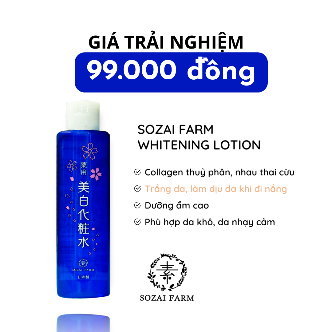 Combo 3 sản phẩm dưỡng trắng Sozai Farm whitening cream