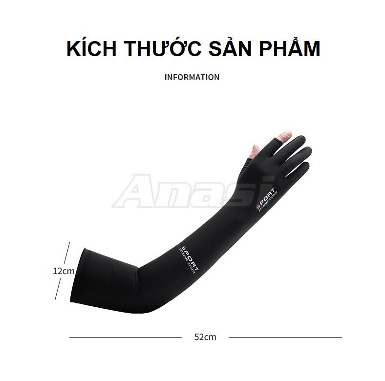 Găng tay chống nắng vải lụa băng hạ nhiệt thể thao Anasi Sport Sun Protection Sleeves SP65 - Cản 98% tia UV có hại