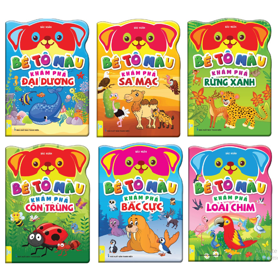 Sách - Combo 6 cuốn Bé Tô Màu Khám Phá và Bộ 12 bút sáp màu School Quality - ndbooks