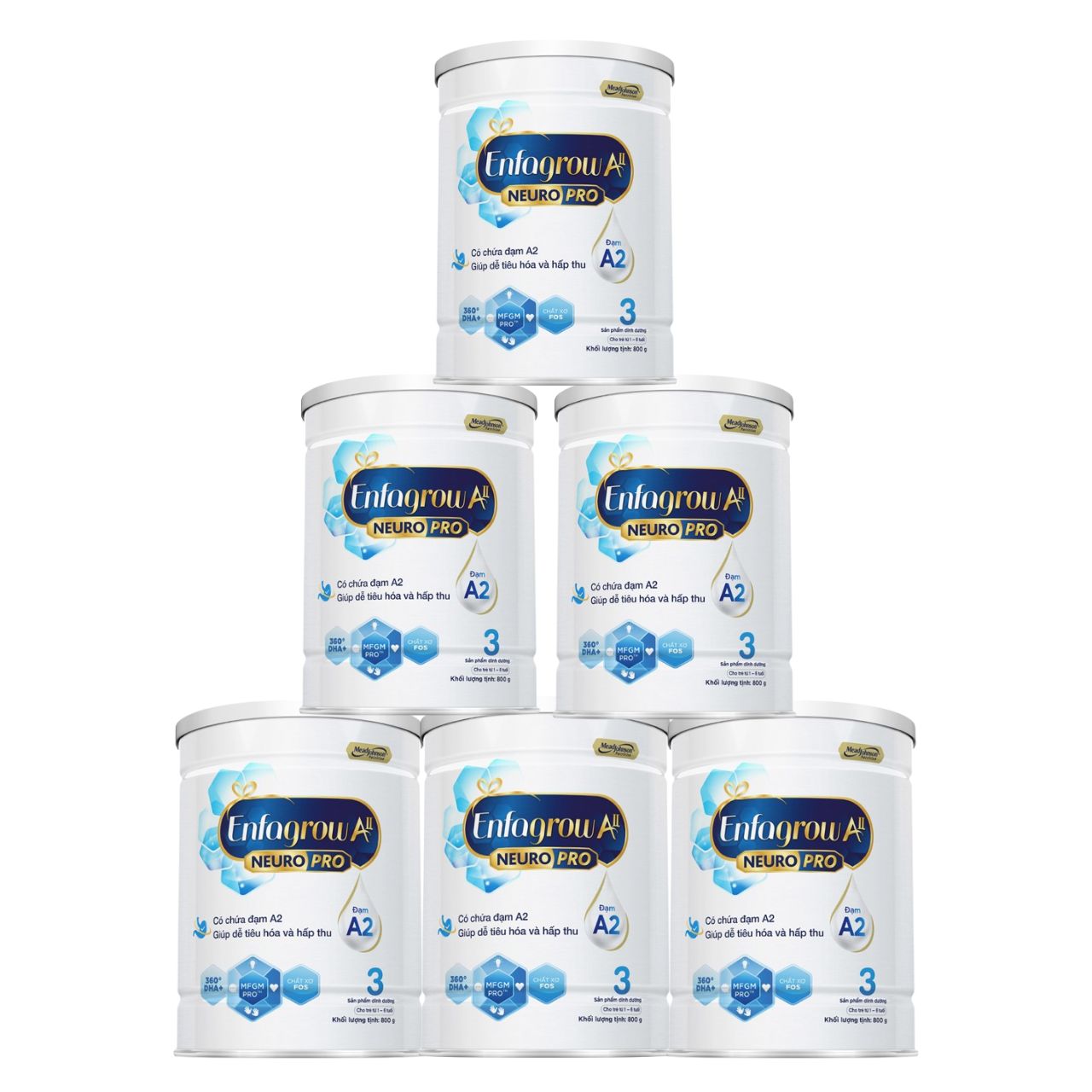 Combo 6 lon sữa bột Enfagrow A2 Neuropro 3 cho trẻ từ 1 – 6 tuổi – 800g