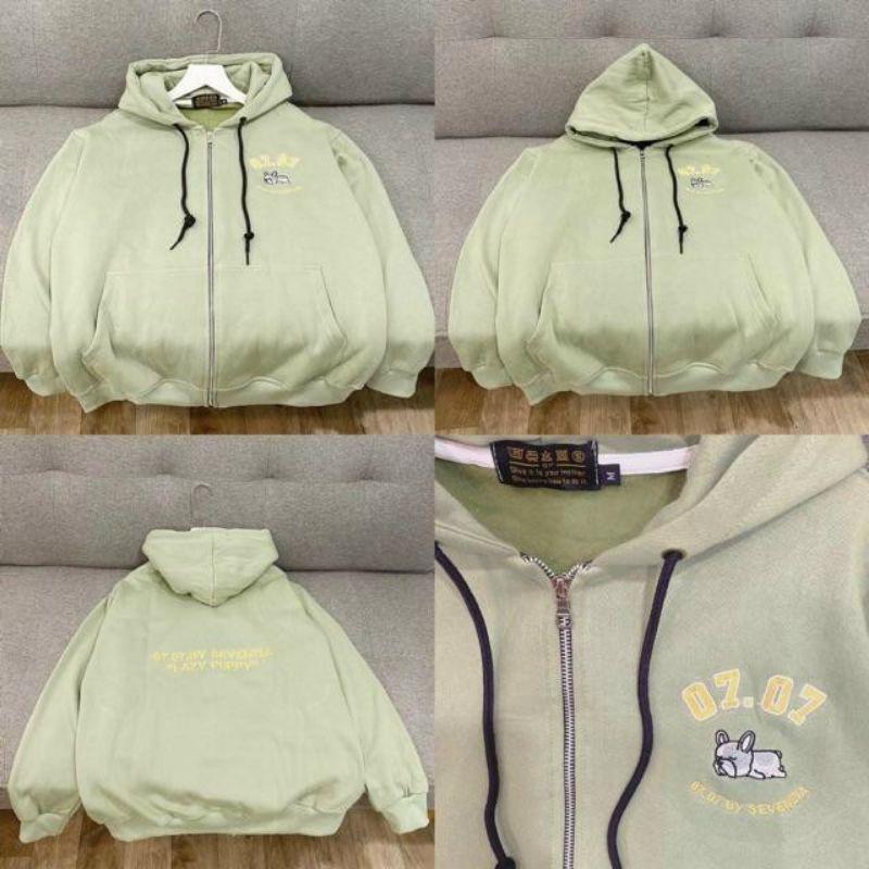 Áo khoác nam nữ  , áo khoác áo hoodie nam nữ mặc thêu 07, có khóa kéo , vải nỉ ngoại