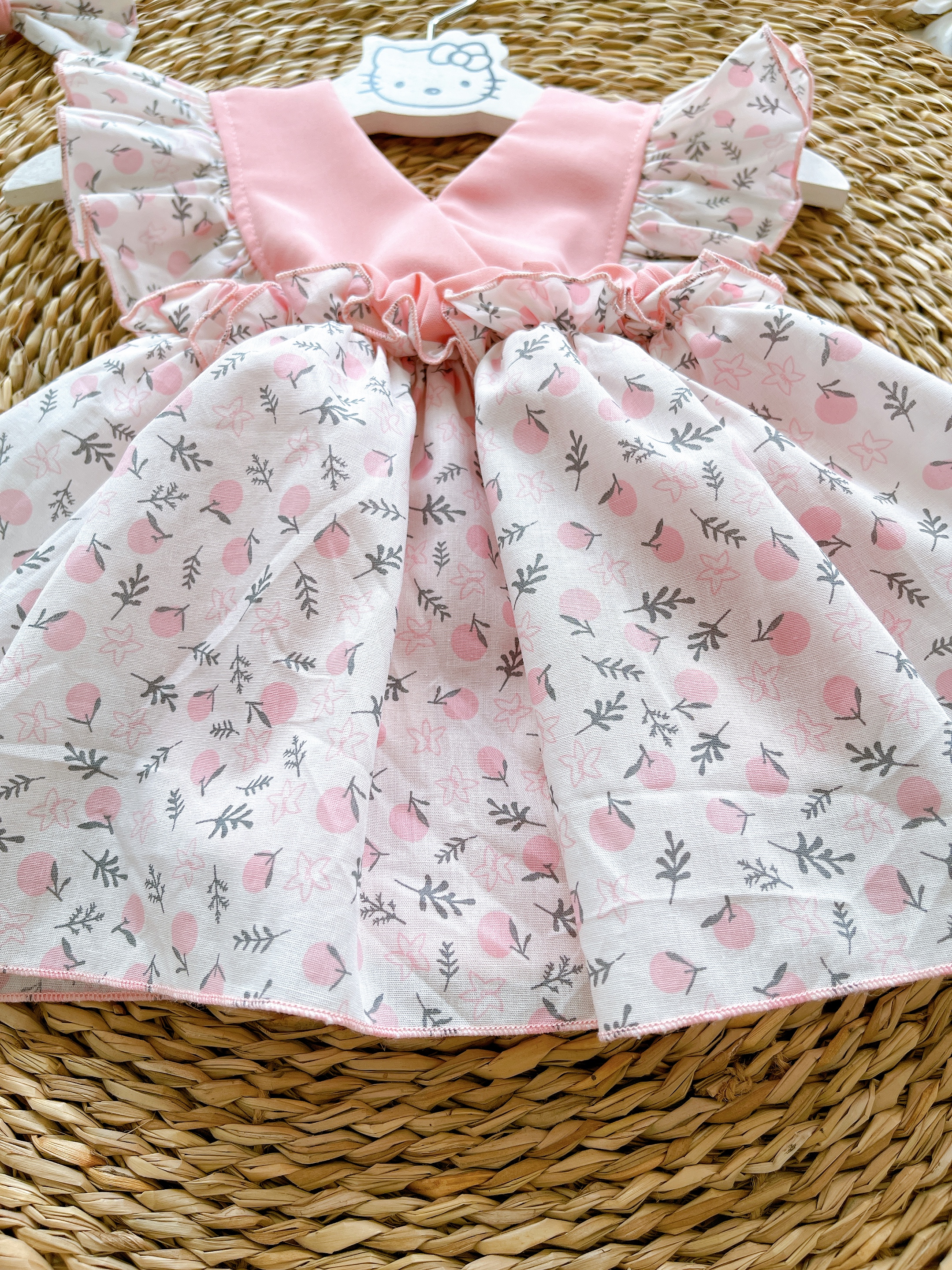 Bodysuit Bé Gái Sơ Sinh Đến 12kg, Body Váy Hoạ Tiết Quả Hồng Bé Gái Xinh