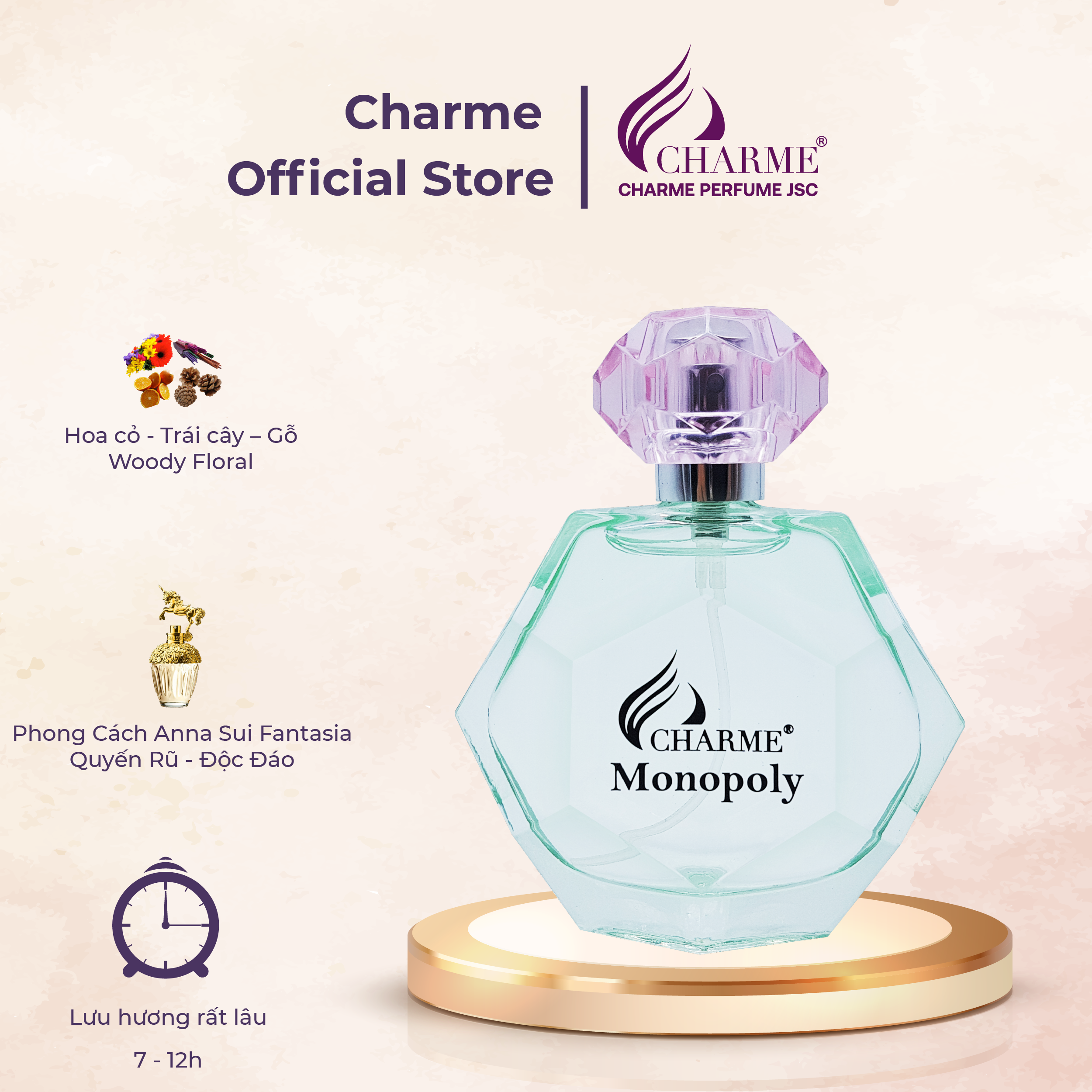 Nước Hoa Nữ CHARME MONOPOLY Mang Lại Sự Say Mê Dịu Dàng Và Nữ Tính 50ml