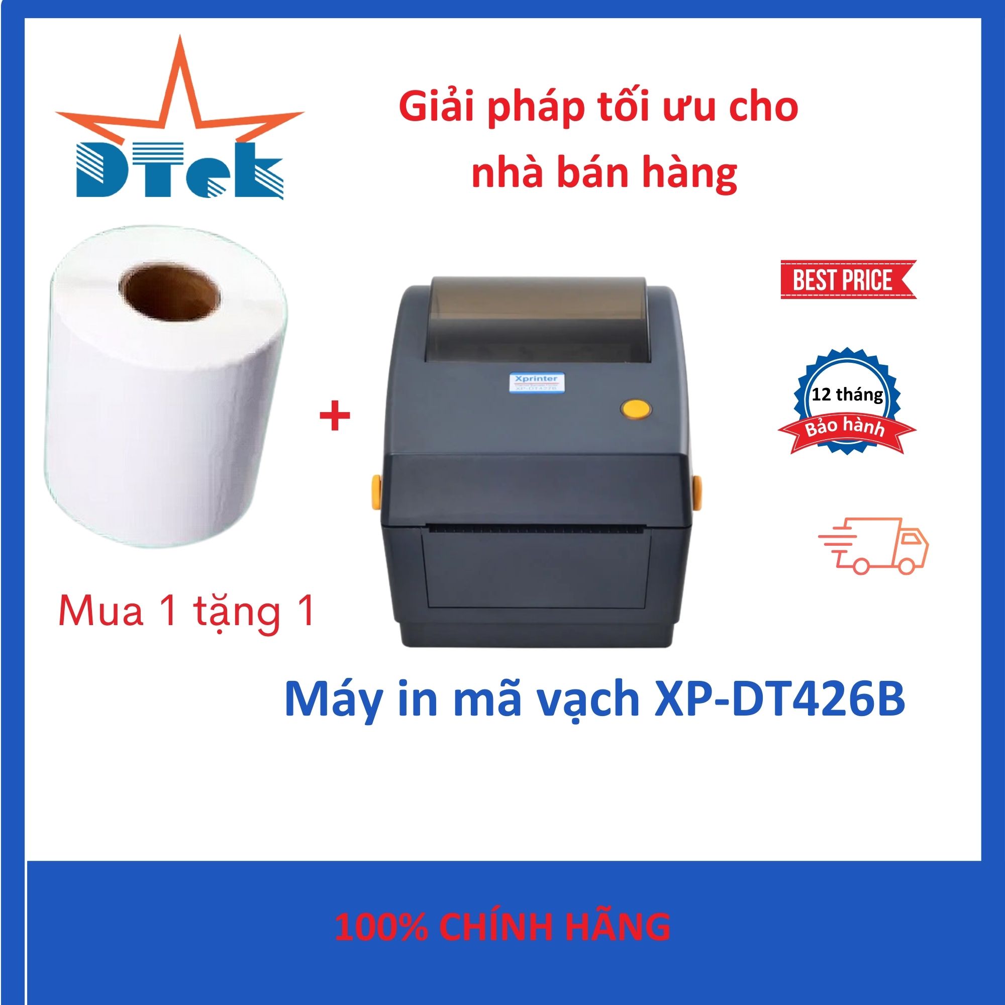 Máy in mã vạch XP-DT426B Dtek - Hàng nhập khẩu chính hãng