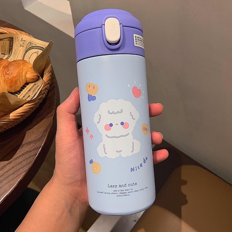 Bình giữ nhiệt hoạt hình 380ml dễ thương có ống hút