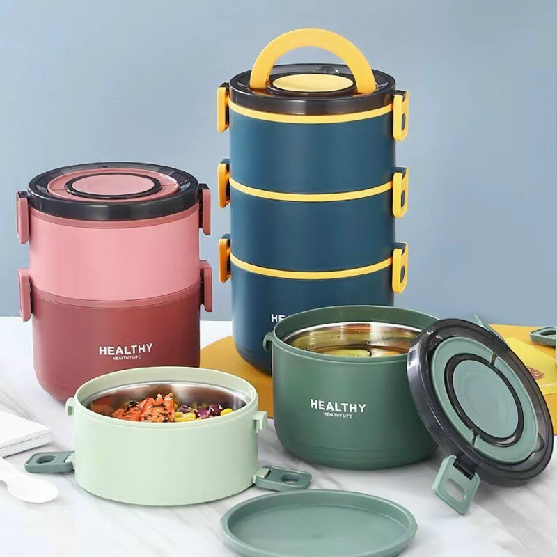 Hộp Cơm, Cặp Lồng Giữ Nhiệt Inox 304 Cao Cấp, Giữ Nhiệt 8-12 tiếng Dung Tích 2200ml HEALTHY Chính Hãng