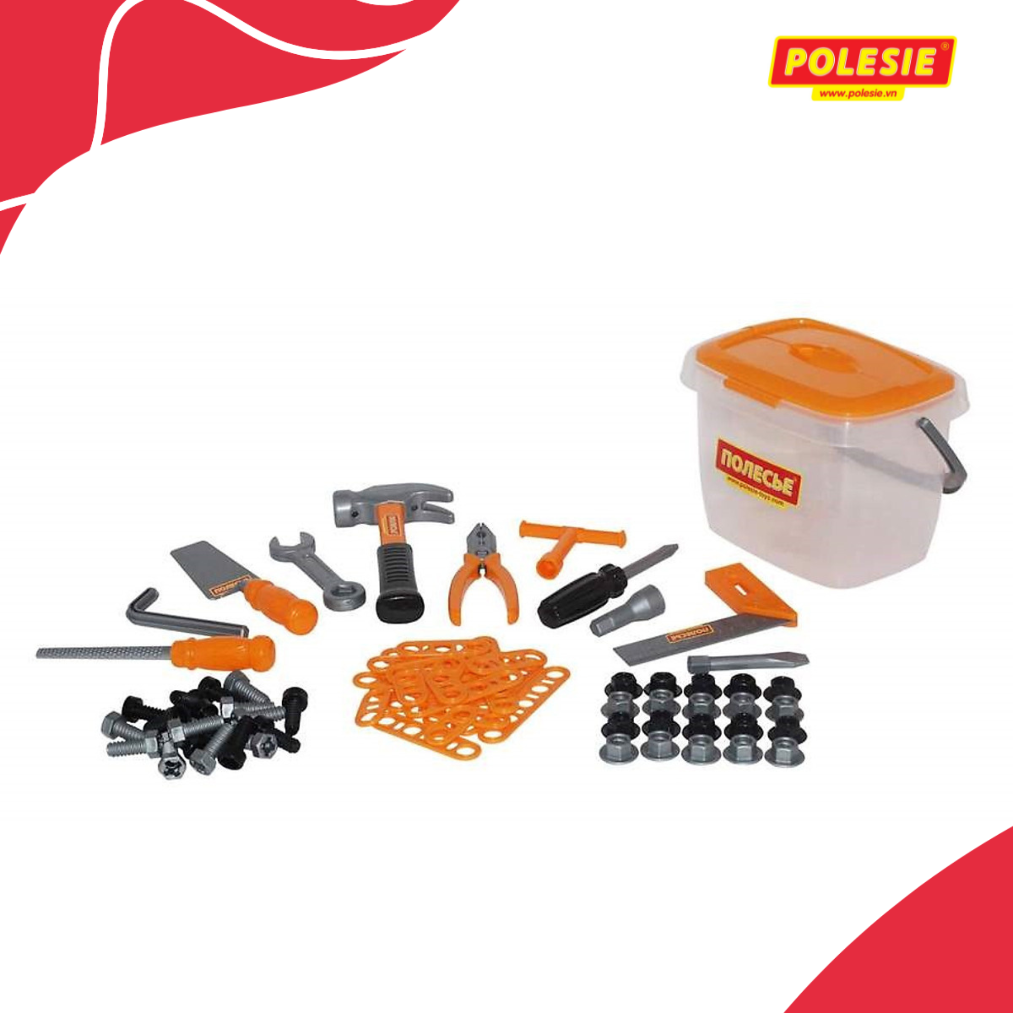 Hộp đồ chơi dụng cụ kỹ thuật 72 chi tiết - Polesie Toys