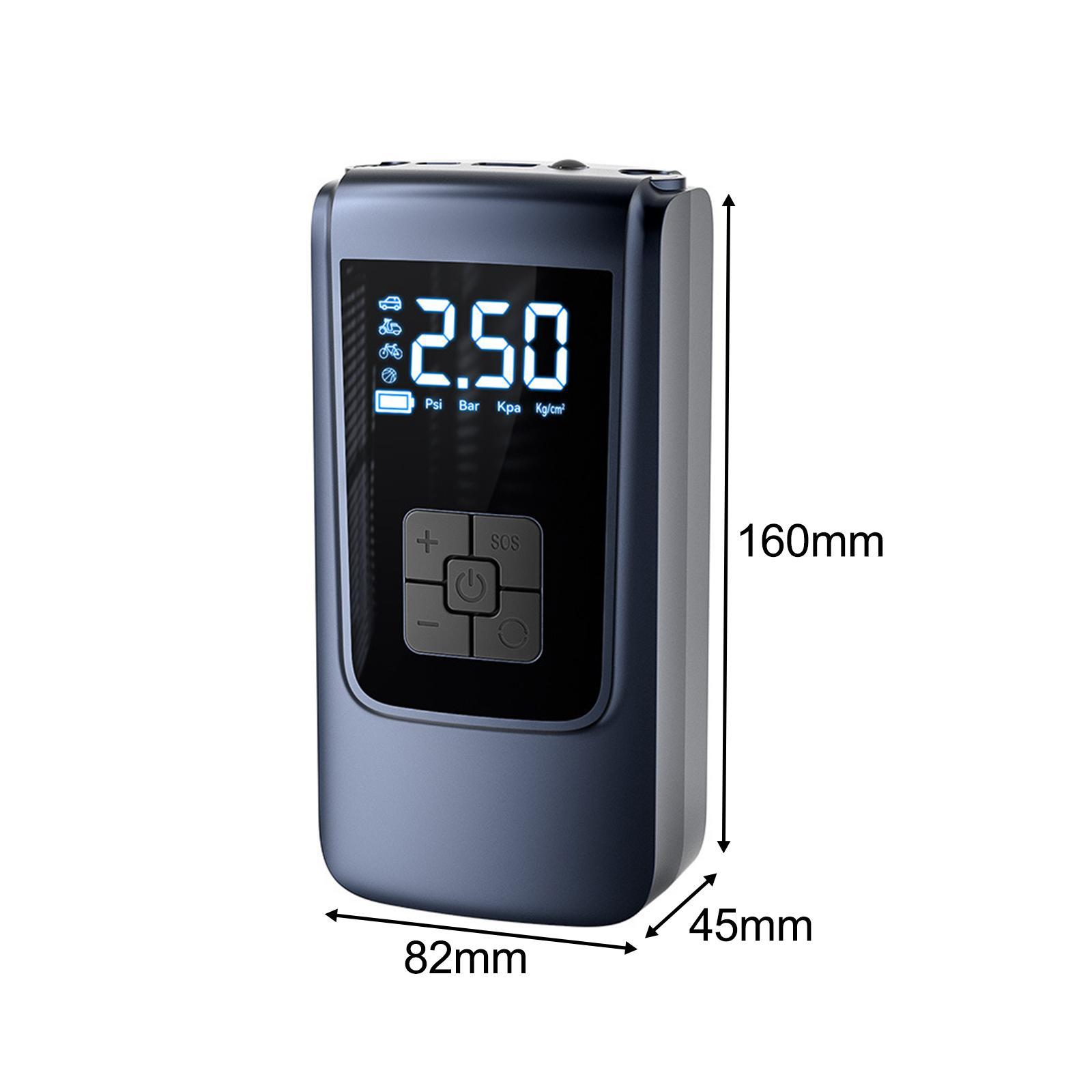 Air Compressor Tire Inflator Tire Pump Fast Inflation Compact Portable Rechargeable Power Bank Electric Pressure Gauge for Bicycles Car
