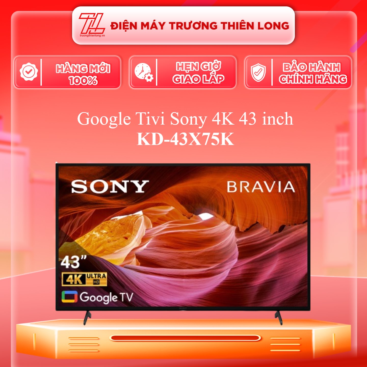 Smart Tivi 4K Sony Kd - 43X75K 43 Inch Google Tv - Hàng Chính Hãng