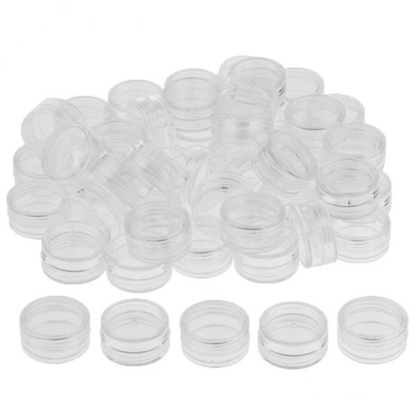 3x 50pcs Reusable Plastic Cosmetic Container Jars Pot for Nails Powder Jewelry