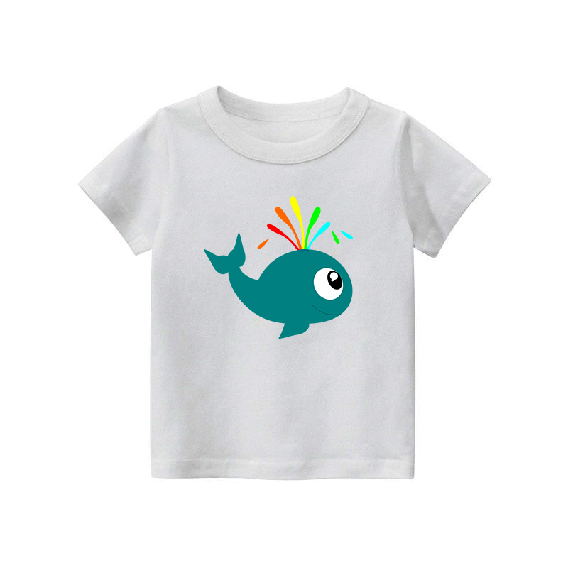 Áo thun cho bé trai bé gái mẫu cá voi dễ thương - Áo phông trẻ em vải cotton thoáng mát Gokis shop 302