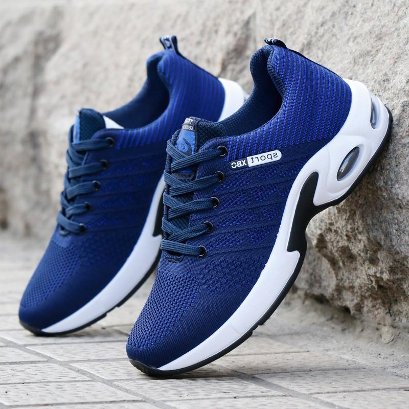 Giày thể thao buộc dây Giày sneakers thể thao nam Giày thể thao vải thoáng khí Màu đen Màu xanh G89 - Xanh - 42
