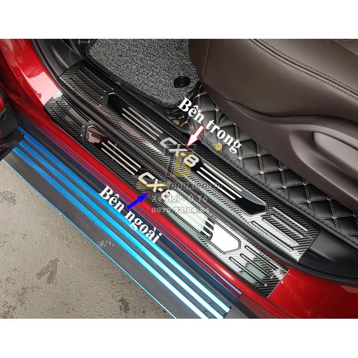 Bộ Ốp bậc cửa, Nẹp bước chân Mazda CX8, CX-8 vân Carbon