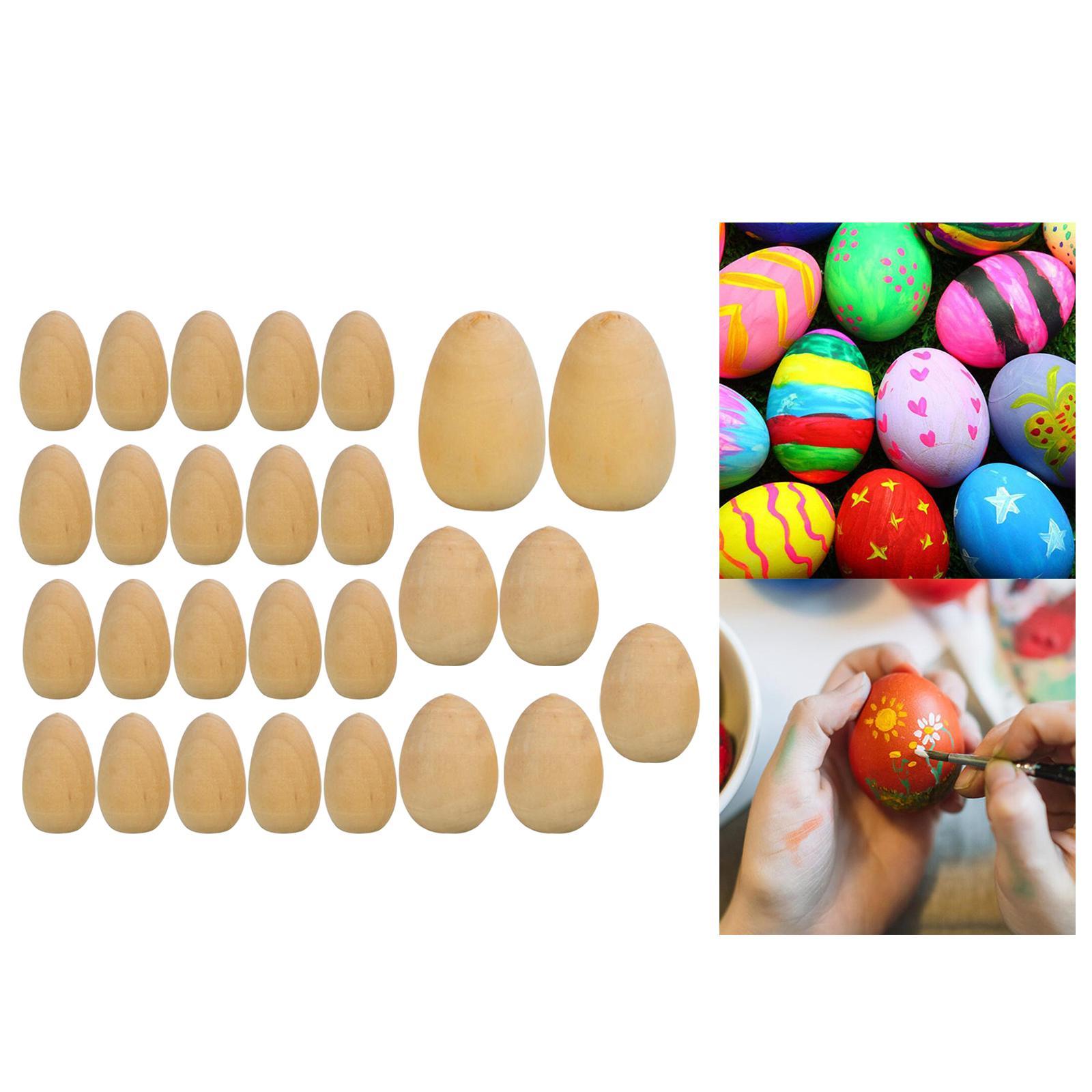 27 Pieces Unfinished Wood Eggs with Flat Bottom DIY Easter Holiday Craft
