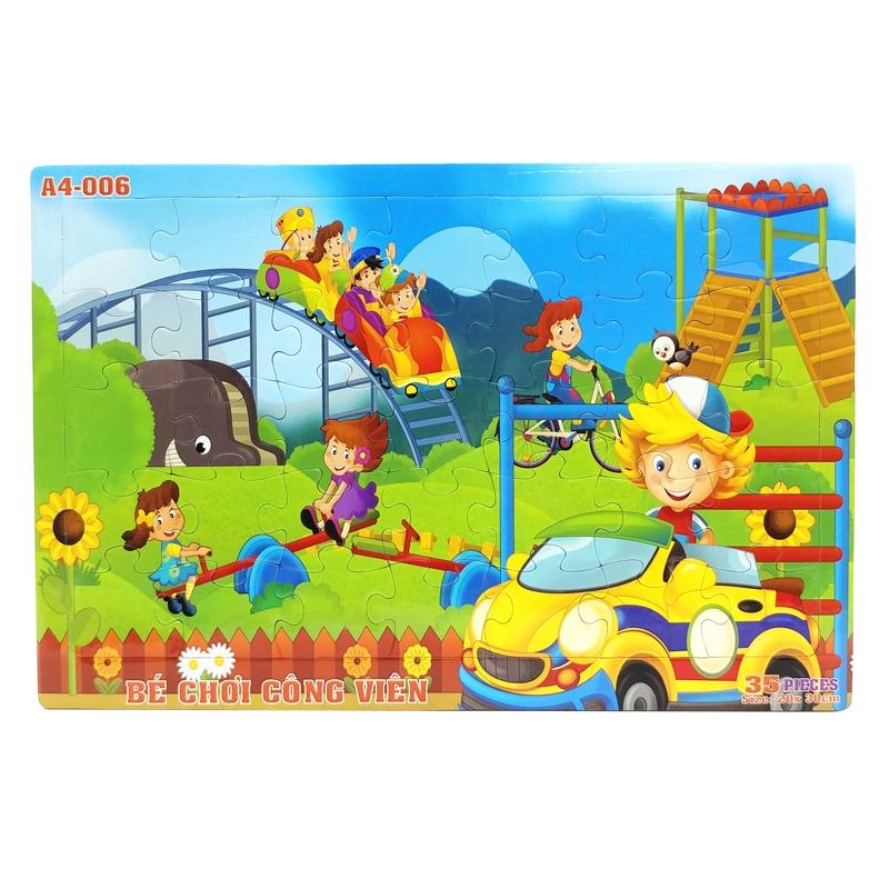 Bộ Xếp Hình Khổ A4 Puzzle Minh Châu 35-06 - Bé Chơi Công Viên (35 Mảnh Ghép)