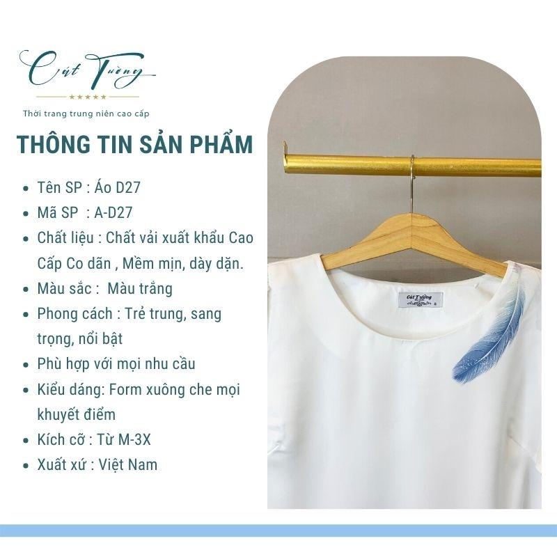 Bộ áo D27 phối quần đũi xanh thiết kế sang trọng, quà tặng cho mẹ, cho bà - Thời trang Cát Tường