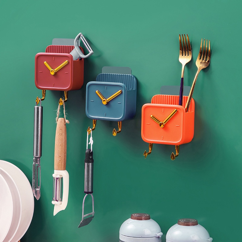 Giá Đỡ Điện Thoại, Kệ Dán Tường Có Móc Treo Hình Đình Hồ Để Đồ Đa Năng
