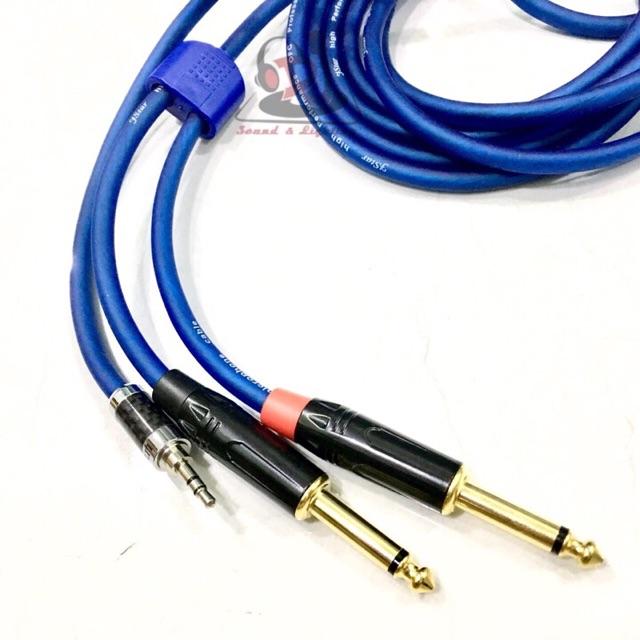 Dây Jack 3.5mm sang 2 Jack 6.5mm dây rắc 3 ly phát nhạc điện thoại latop pc