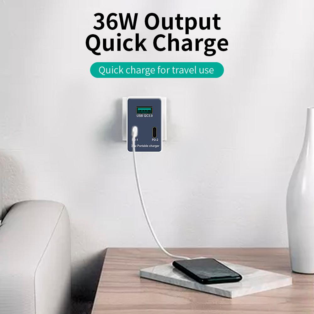 Đầu sạc di động WLX-X3 3 cổng USB + Bộ sạc Type-C Bộ chuyển đổi PD kép + QC3.0 cho máy tính bảng / điện thoại