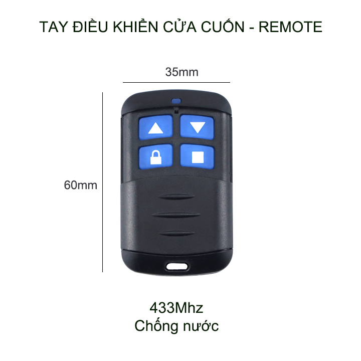 Tay điều khiển cửa cuốn mã cố định sao chép mã, tần số 433Mhz, chống nước