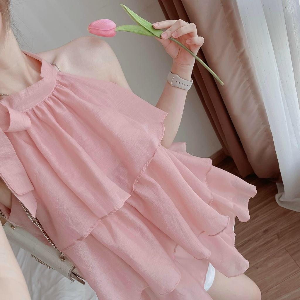 Set áo cổ yếm bèo 3 tầng và quần ngắn
