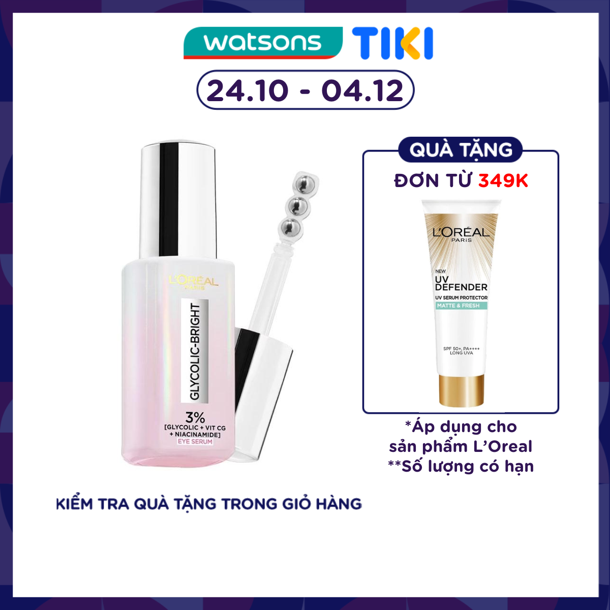 Serum Dưỡng Mắt L'Oreal Paris Glycolic- Bright Dark Circle Eye Serum 20ml